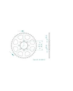 Kettenrad 43 Zähne Esjot - Teilung 1/2 x 1/4 R7,75 (420) - 1300 0943