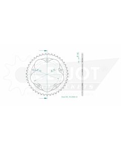 Kettenrad 43 Zähne Esjot - Teilung 5/8 x 1/4 R10,16 (520) - 32162 43