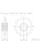 Kettenritzel 19 Zähne Esjot - Teilung 5/8 x 5/16 R10,16 (525) - 2910 3319