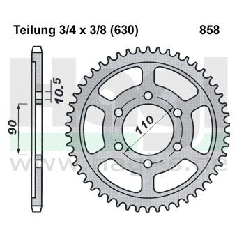 Kettenrad 35 Zähne PBR - Teilung 3/4 x 3/8 (630) - PBR 858 35