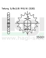 Kettenritzel 17 Zähne Esjot - Teilung 5/8 x 3/8 R10,16 (530) - 3510 0117