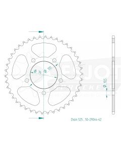 Kettenrad 42 Zähne Esjot - Teilung 5/8 x 5/16 R10,16 (525) - 2900 4442