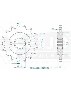 Kettenritzel 1 Zähne Esjot - Teilung 5/8 x 5/16 R10,16 (525) - 2910 2316