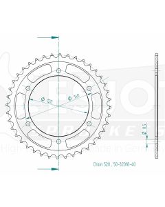 Kettenrad 40 Zähne Esjot - Teilung 5/8 x 1/4 R10,16 (520) - 3200 1840
