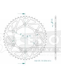 Kettenrad Alu 48 Zähne Esjot - Teilung 5/8 x 1/4 R10,16 (520) - 32246 48A