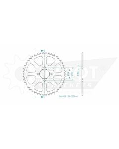 Kettenrad 46 Zähne Esjot - Teilung 1/2 x 1/4 R7,75 (420)  - 1300 0346