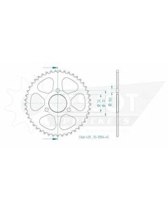 Kettenrad 45 Zähne Esjot - Teilung 1/2 x 1/4 R7,75 (420) - 1300 0445