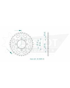 Kettenrad 33 Zähne Esjot - Teilung 1/2 x 1/4 R7,75 (420) - 1300 0933