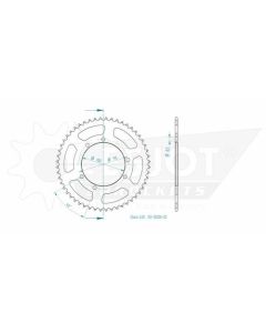 Kettenrad 52 Zähne Esjot - Teilung 1/2 x 1/4 R7,75 (420)  - 1300 2852