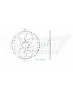 Kettenrad 52 Zähne Esjot - Teilung 1/2 x 1/4 R7,75 (420) - 1300 3252