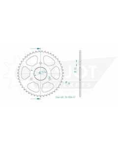 Kettenrad 47 Zähne Esjot - Teilung 1/2 x 1/4 R7,75 (420) - 1300 3447