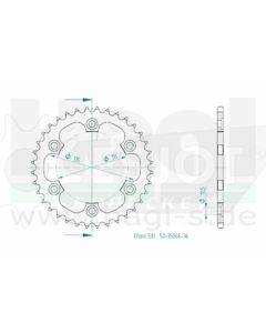 Kettenrad 36 Zähne Esjot - Teilung 5/8 x 3/8 R10,16 (530) - 3500 6636